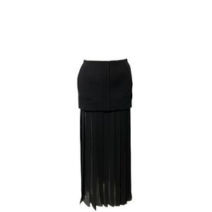 Vera Wang Pleated Maxi Skirt in Black Acetate